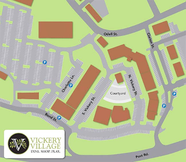 map and directory of Vickery Village